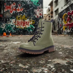 🛍️ Olive Green Combat Boots – Grounded. Fierce. Unshakable.