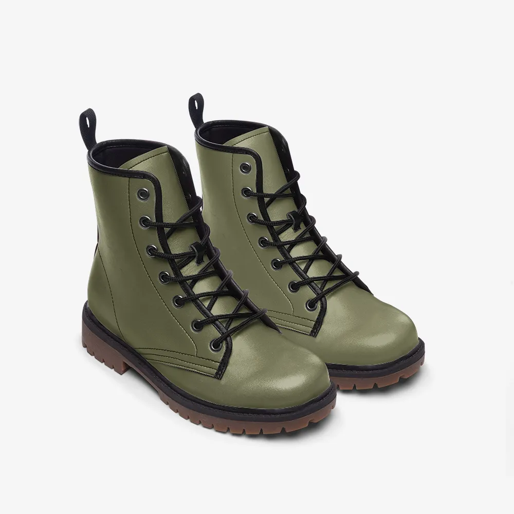 🛍️ Olive Green Combat Boots – Grounded. Fierce. Unshakable.