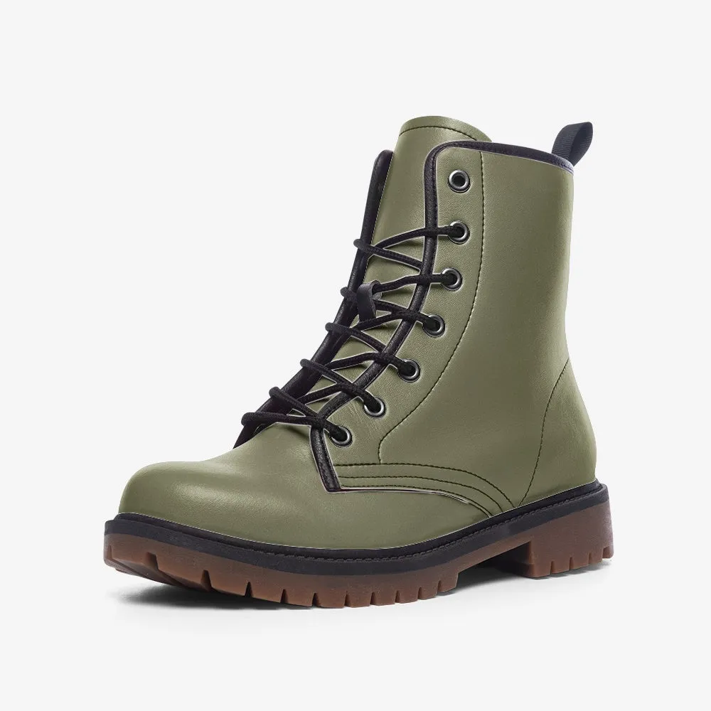 🛍️ Olive Green Combat Boots – Grounded. Fierce. Unshakable.