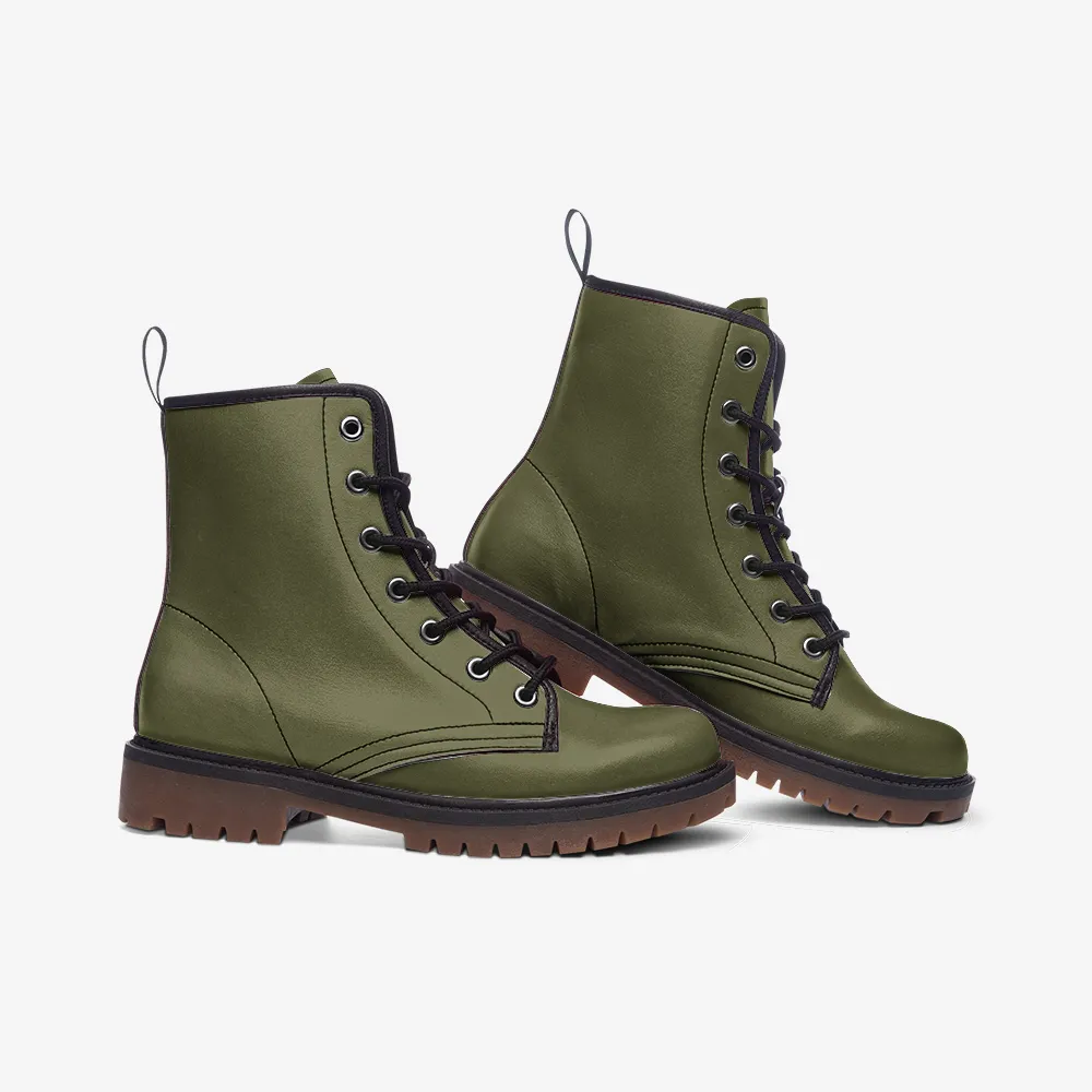 🛍️ Olive Green Combat Boots – Grounded. Fierce. Unshakable.
