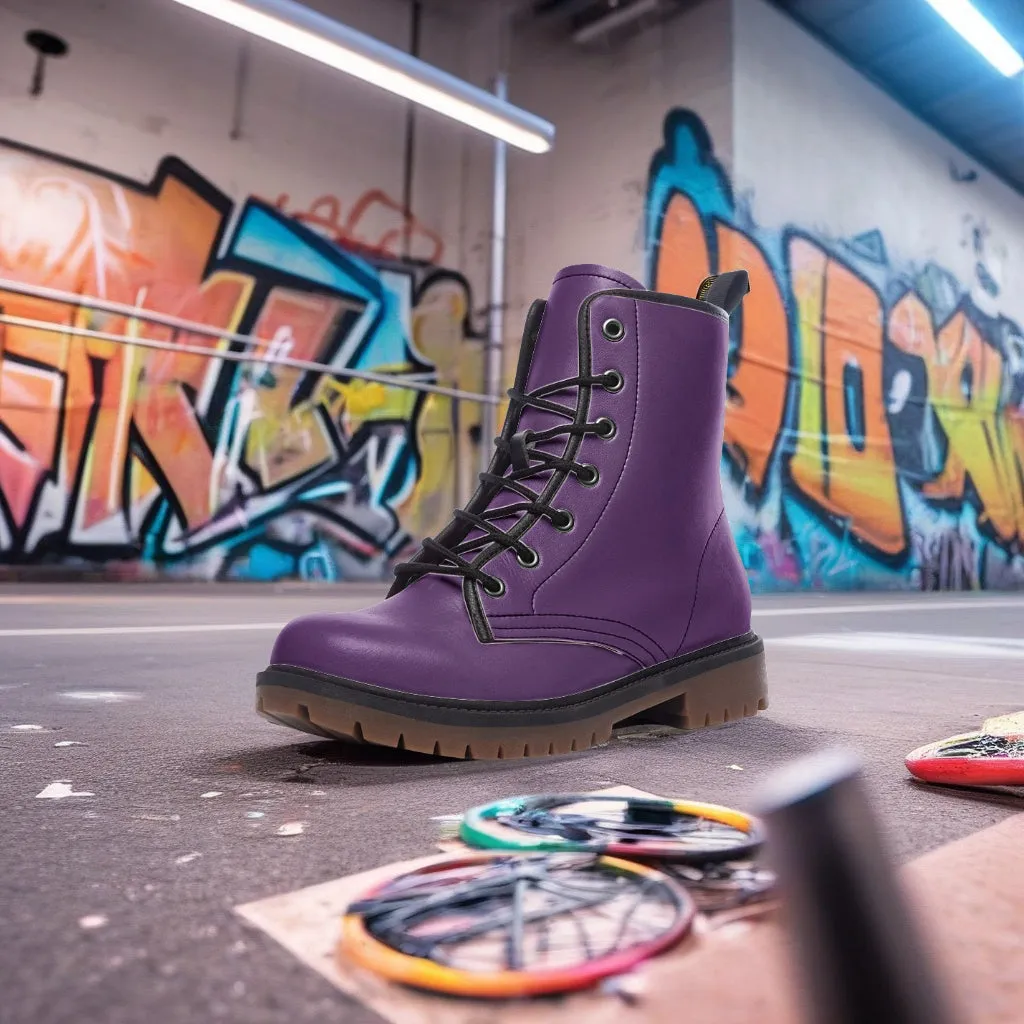 🛍️ Royal Purple Combat Boots – Bold, Unique & Unapologetic