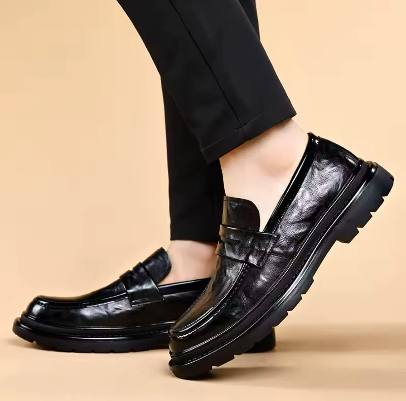 005 IMPORTED LEATHER SHOES WITH RUBBER SOLE-FT