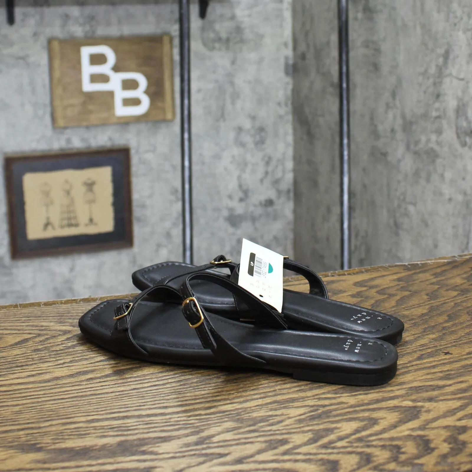 A New Day Connie Two Band Buckle Slide Sandals with Memory Foam Insole 89885761