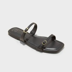 A New Day Connie Two Band Buckle Slide Sandals with Memory Foam Insole 89885761