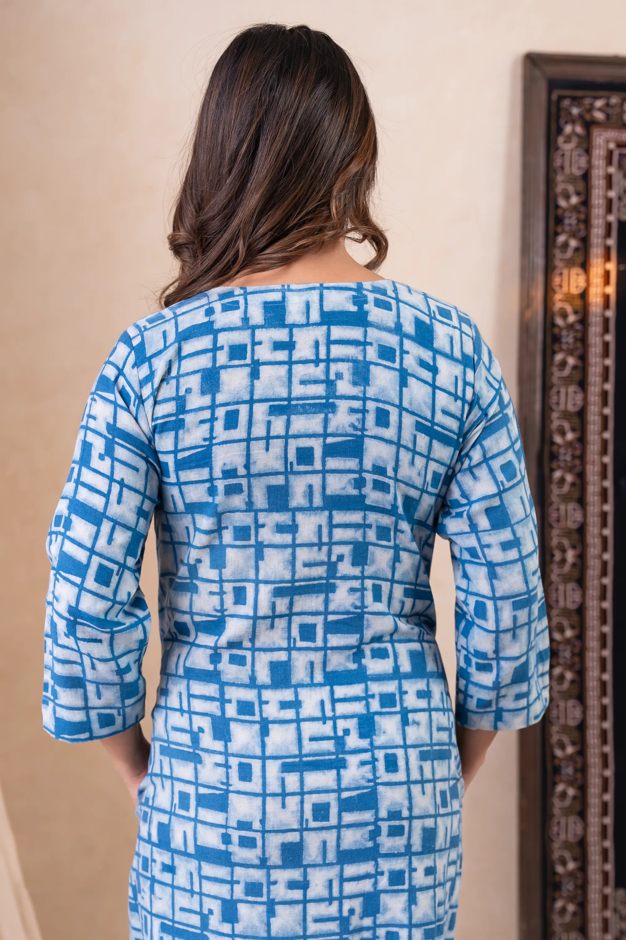 Aakruti Blue Dabu Cotton Dress |Ray-ethnic