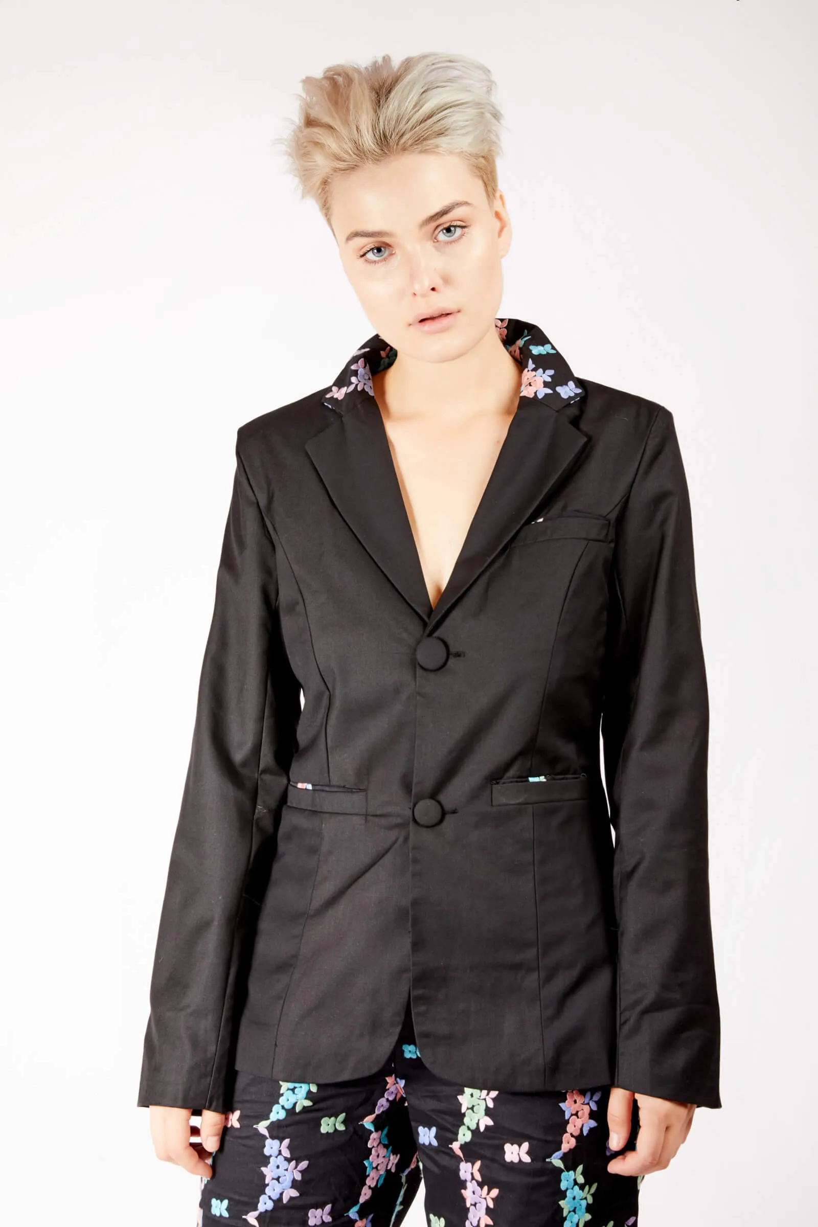 Adrian Schachter Floral Embroidered Suit Jacket
