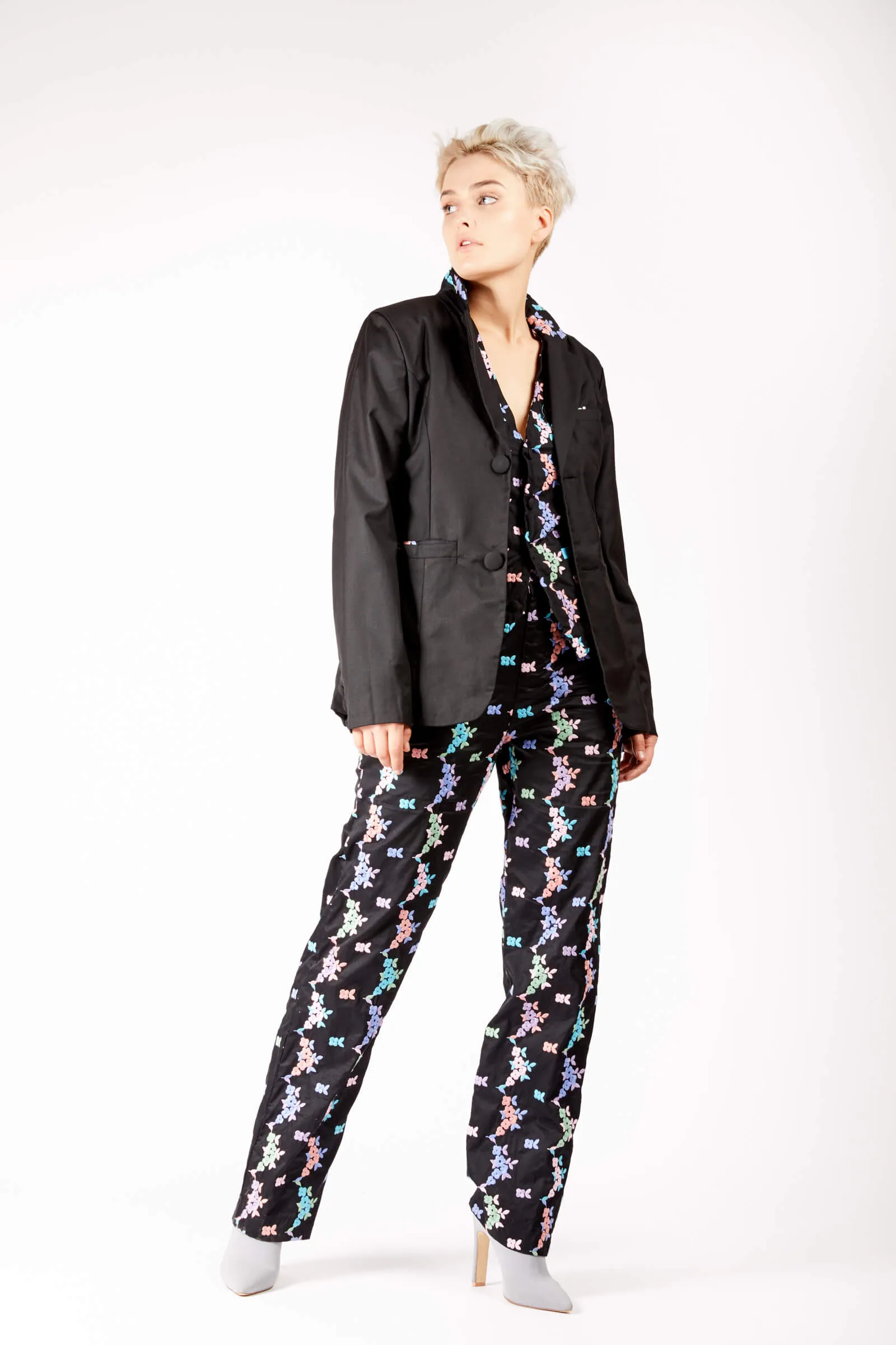 Adrian Schachter Floral Embroidered Suit Jacket