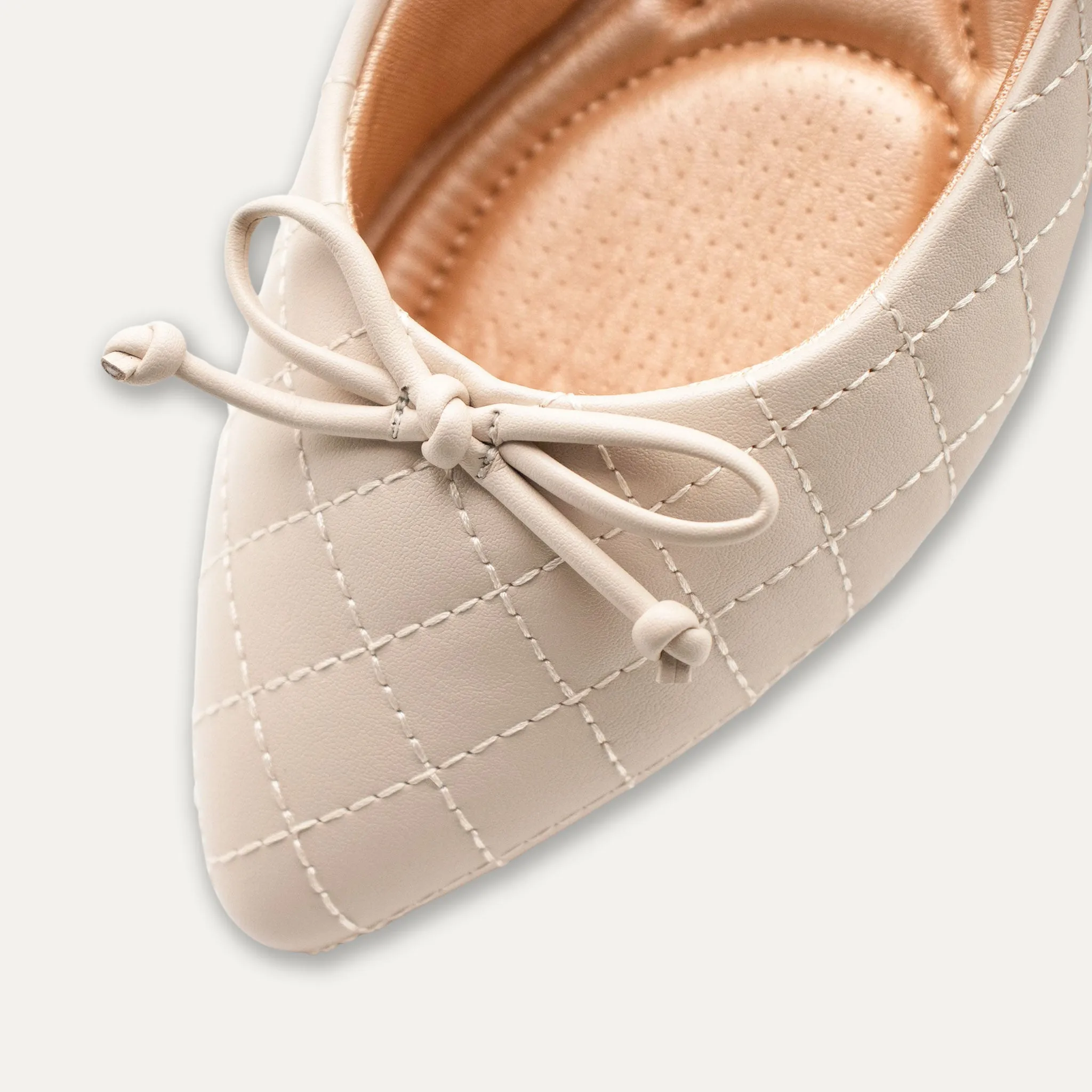 Adriana Bow Off-White Pointed Toe Flats