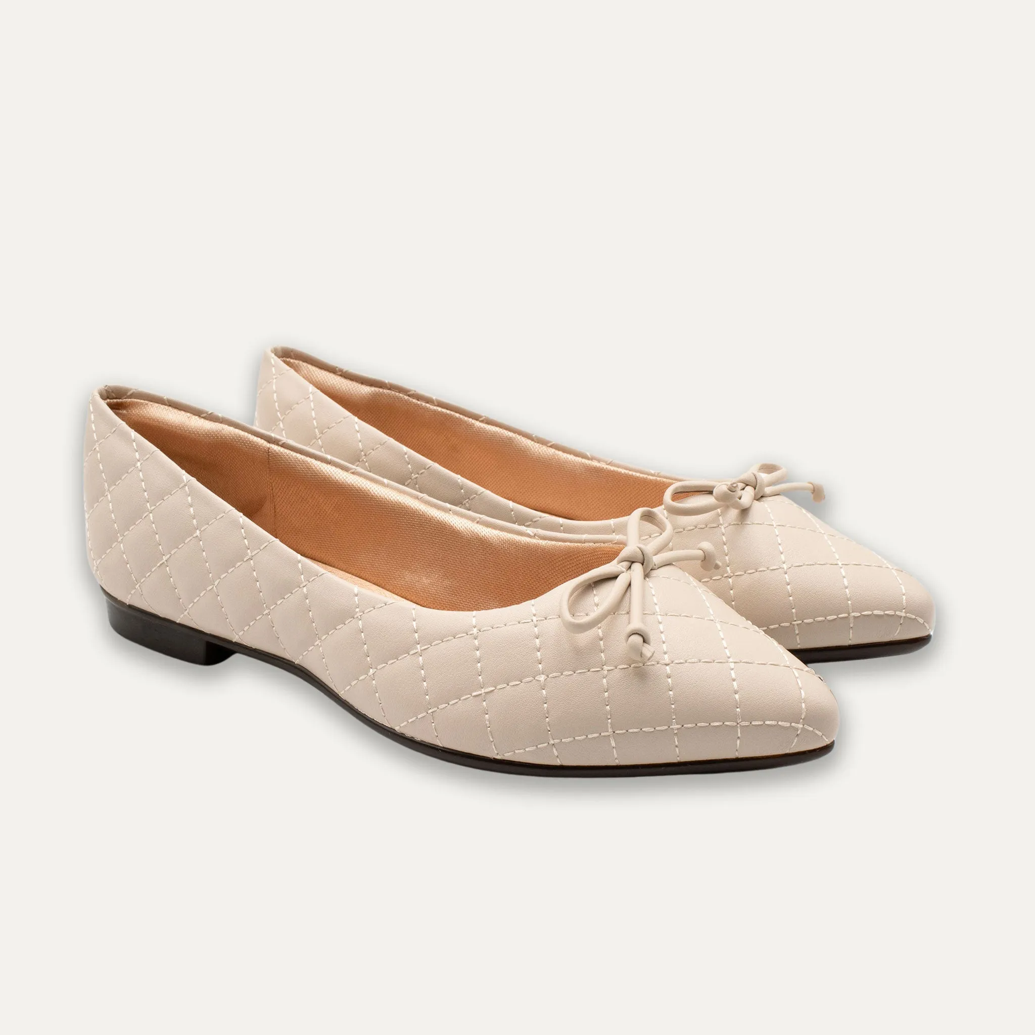 Adriana Bow Off-White Pointed Toe Flats