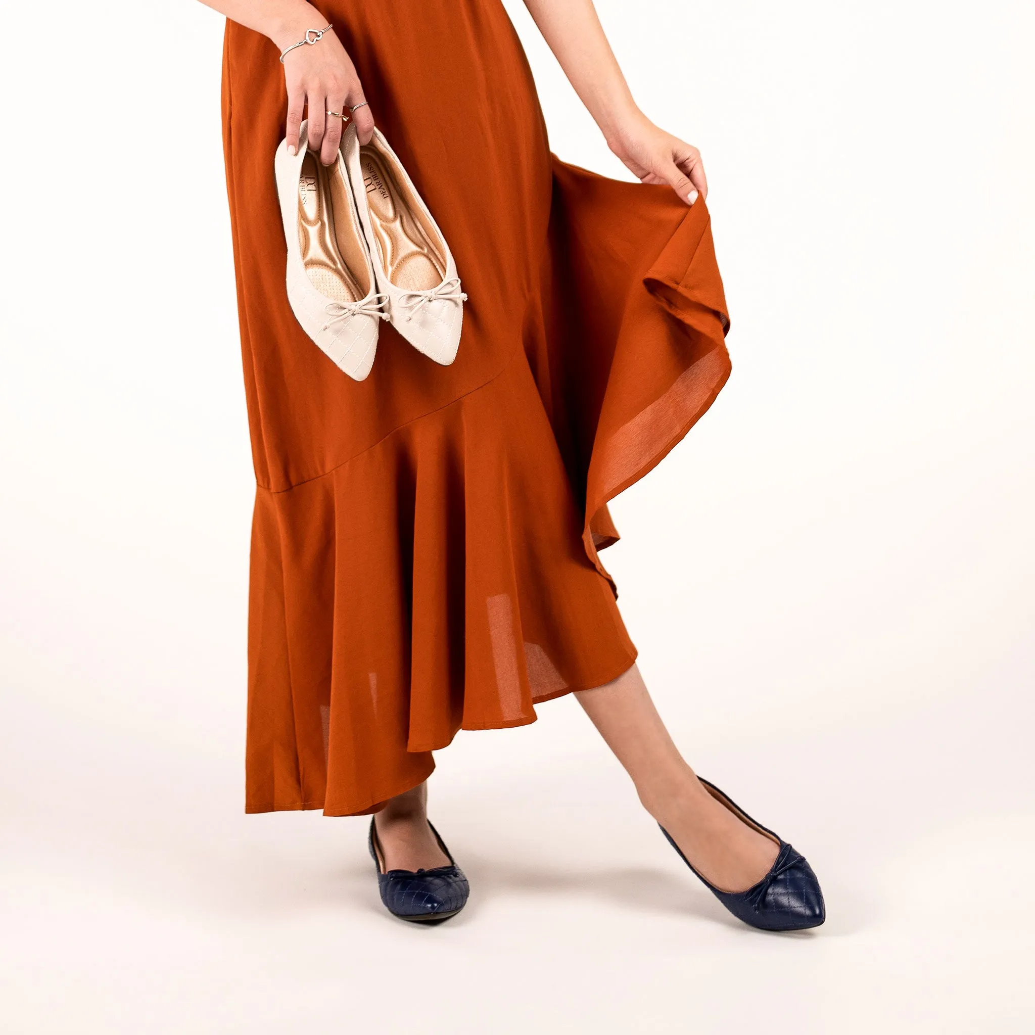 Adriana Bow Off-White Pointed Toe Flats