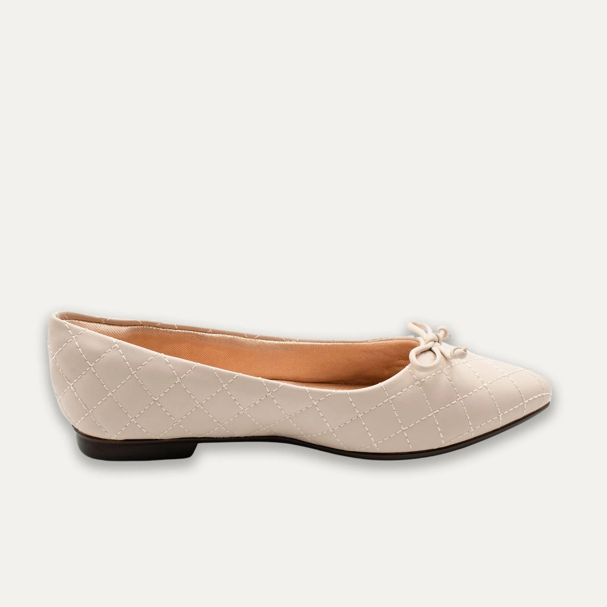 Adriana Bow Off-White Pointed Toe Flats