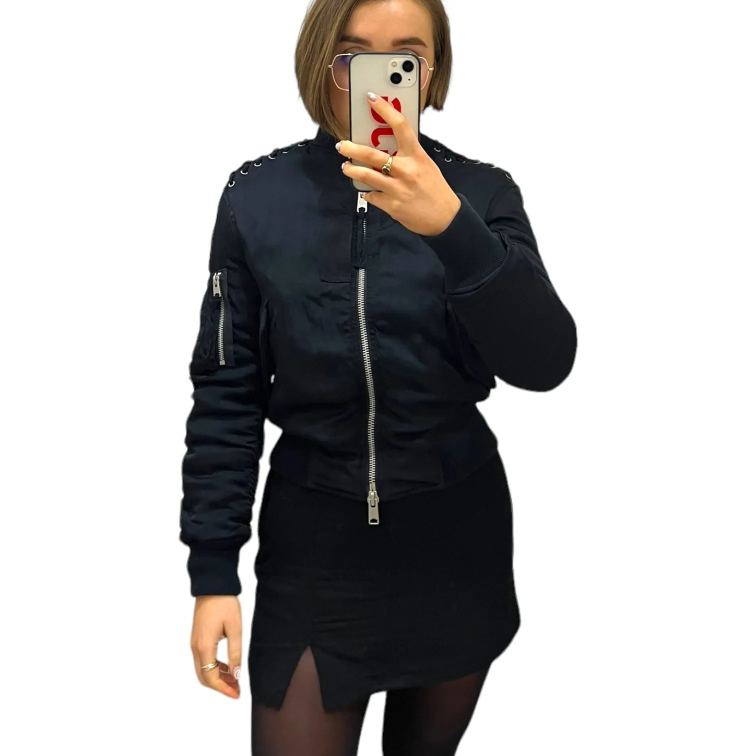 All Saints Navy Bomber Jacket