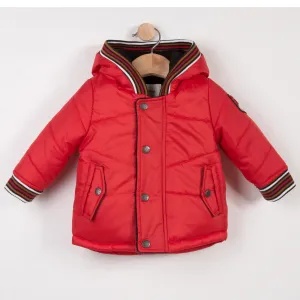 Baby Boys Red Coated Hooded Parka