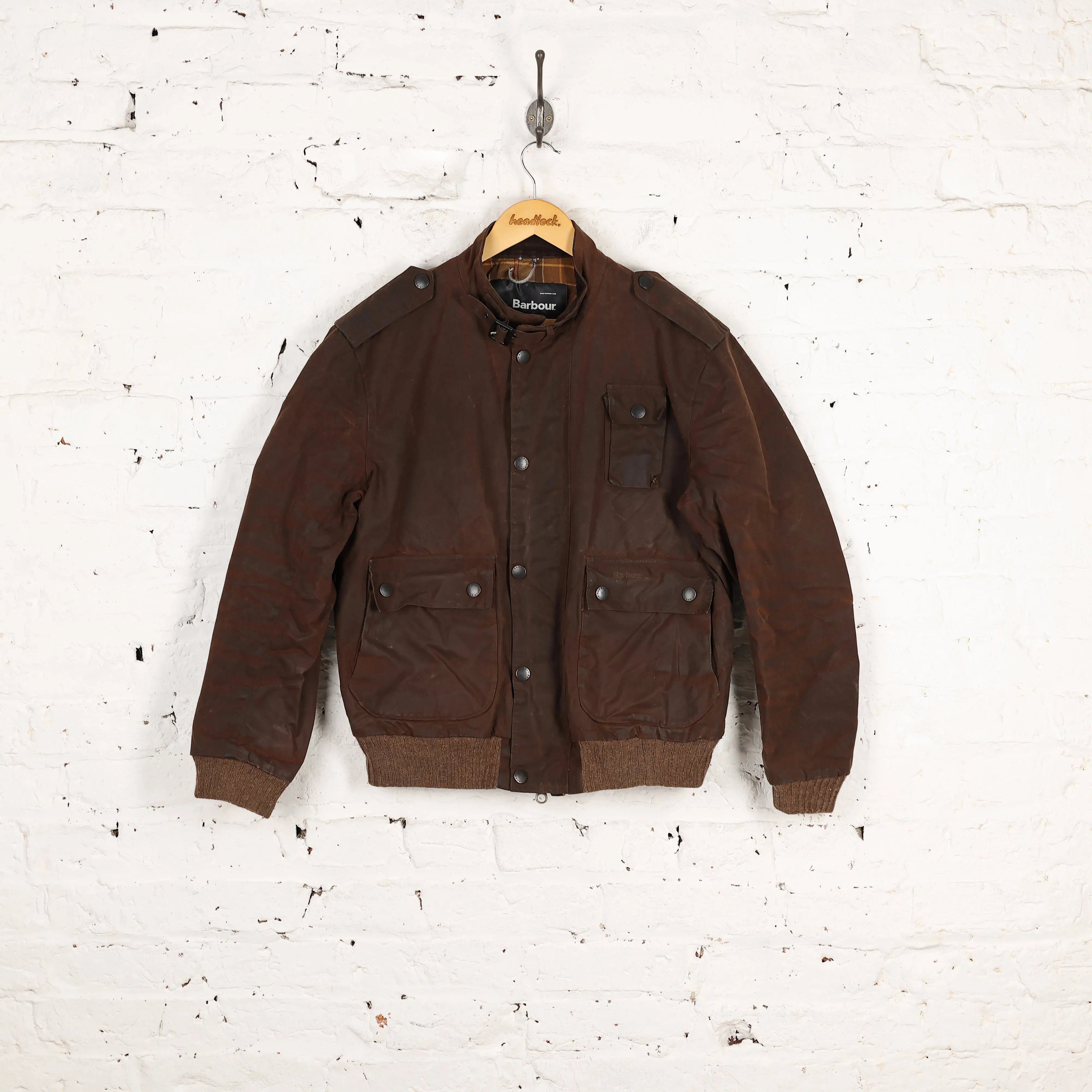 Barbour Ford Wax Bomber Jacket - Brown - L