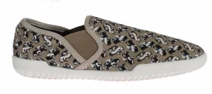 Beige Denim Car Print Loafers Sneakers Shoes