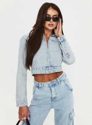 Belgrove Moto Jacket Snow Wash Denim