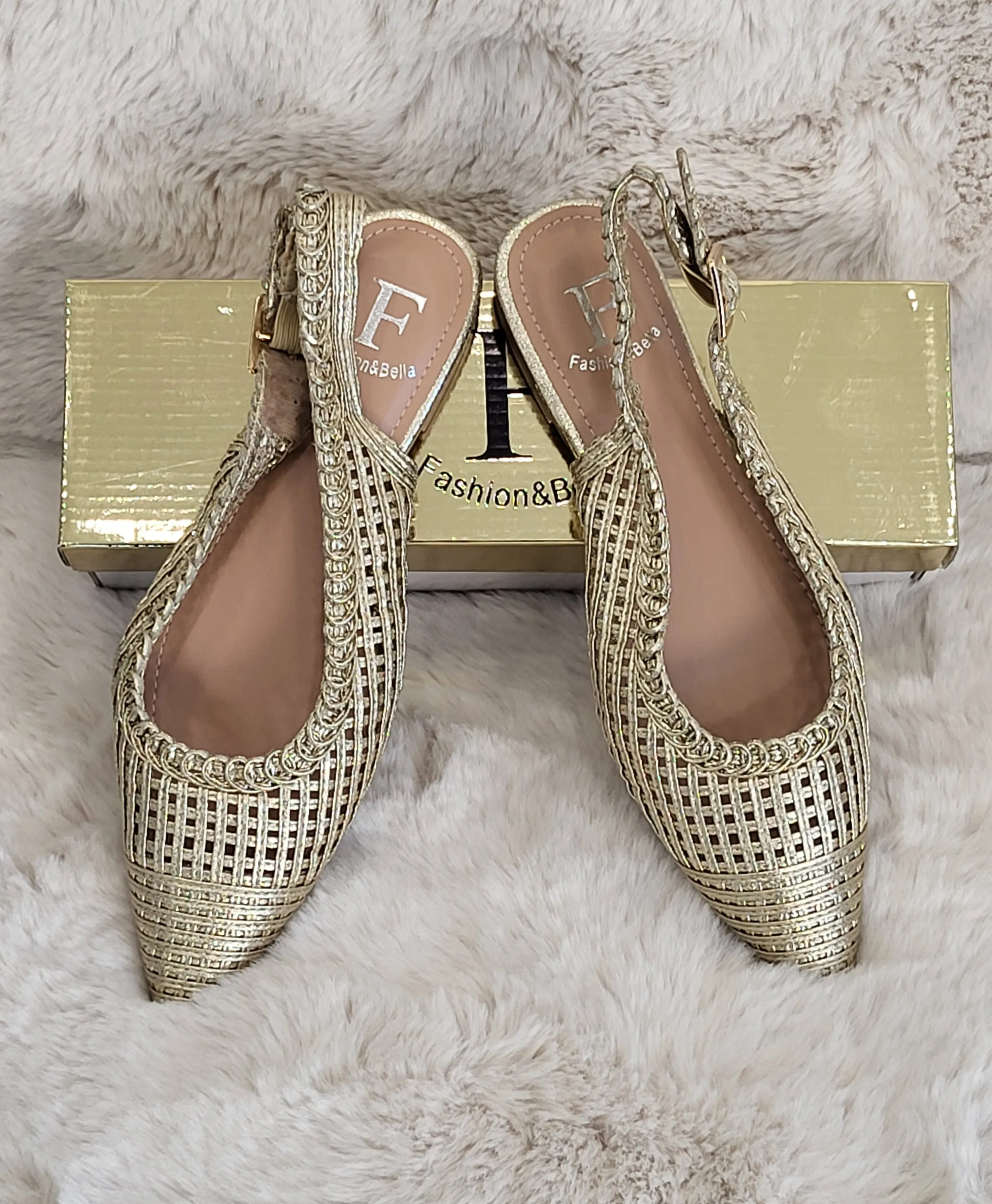 Bella Gold Slingback Flats