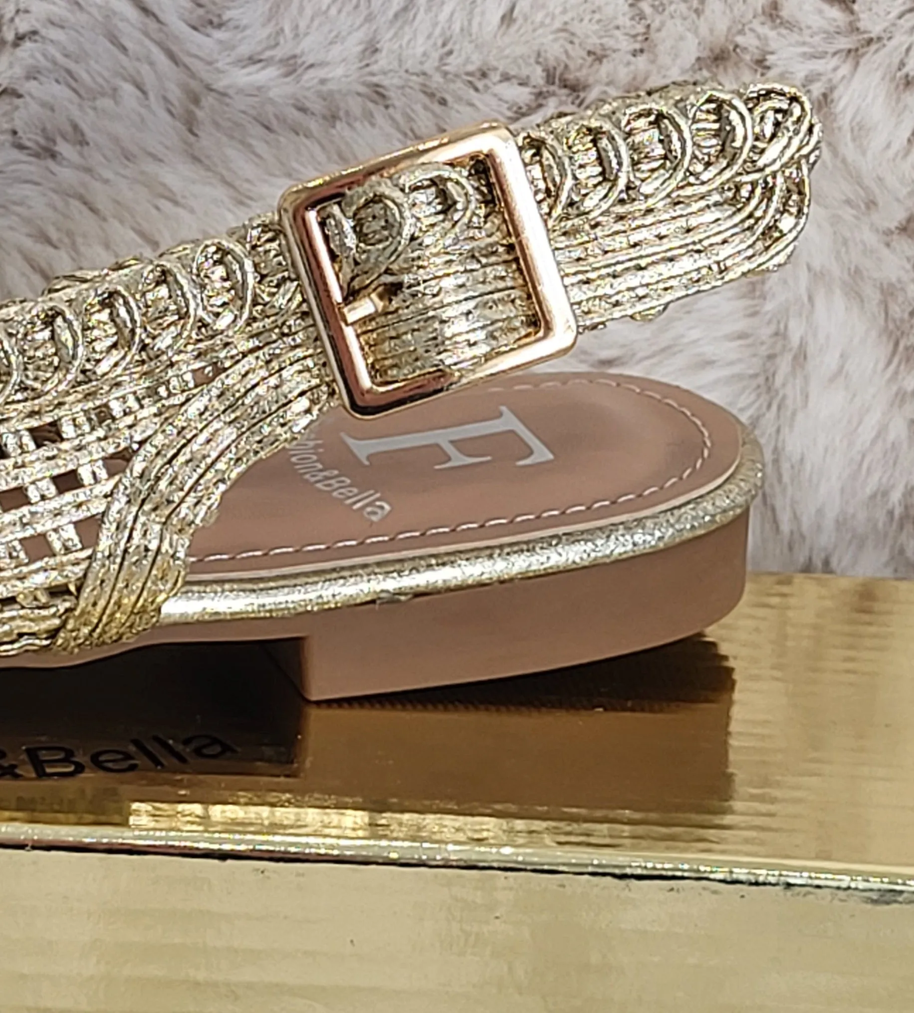 Bella Gold Slingback Flats