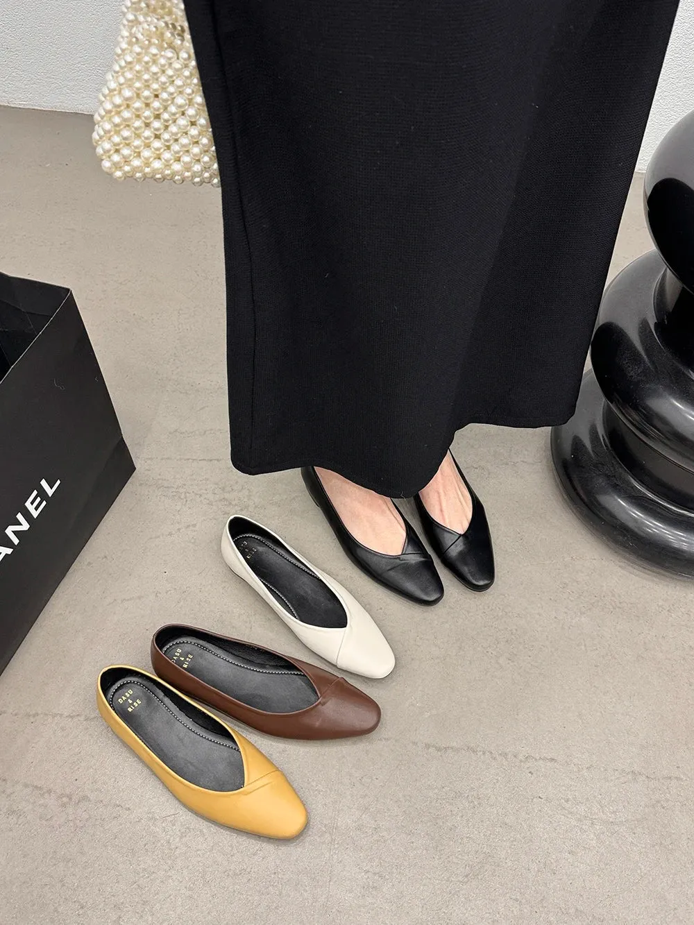 binfenxie  -  Casual Women Loafers Autumn Dress Shoes Low Heeled Black Beige Brown Yellow Casual Slides Mules Shoes Woman Ballte Dance Mules