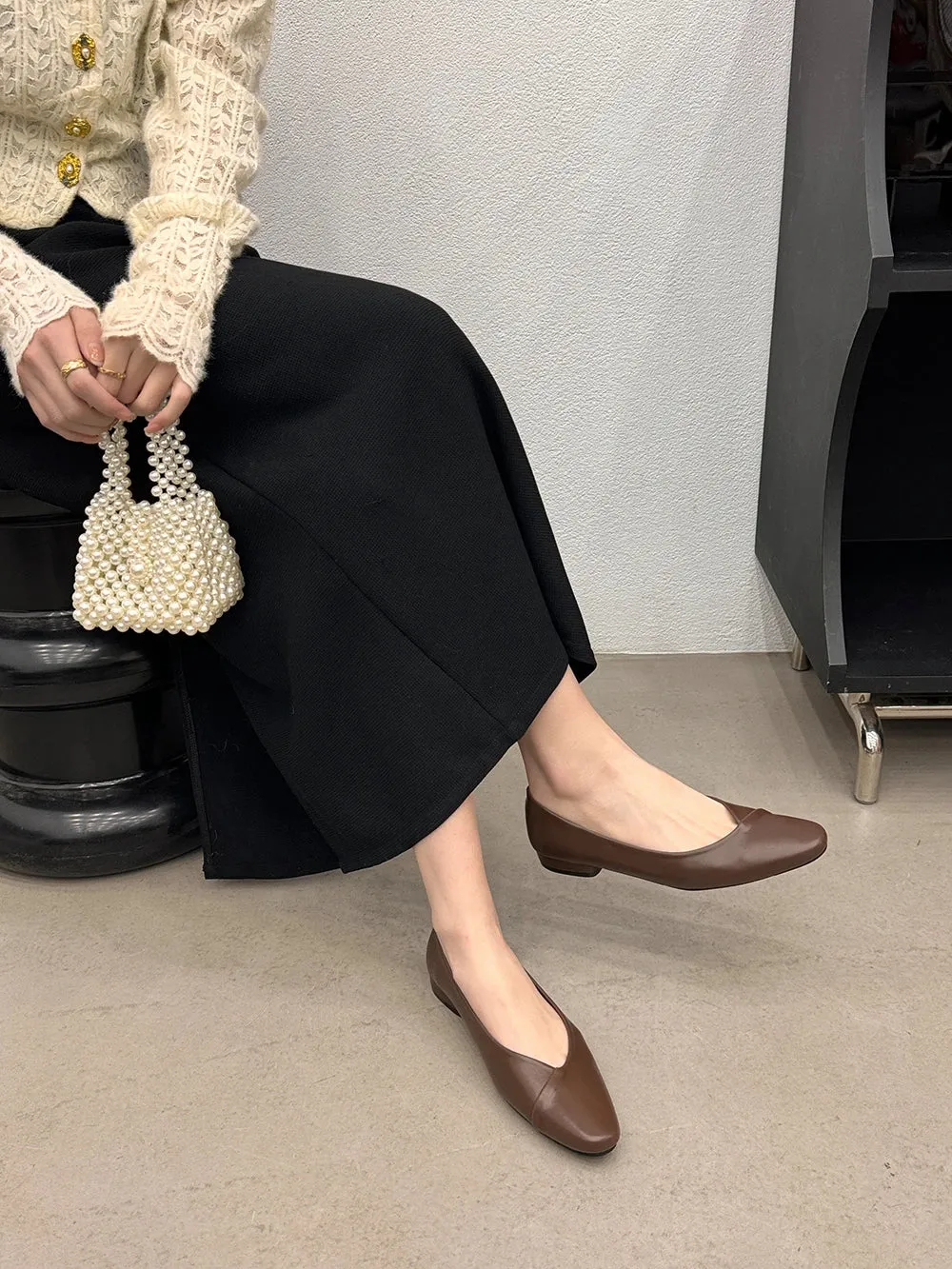 binfenxie  -  Casual Women Loafers Autumn Dress Shoes Low Heeled Black Beige Brown Yellow Casual Slides Mules Shoes Woman Ballte Dance Mules