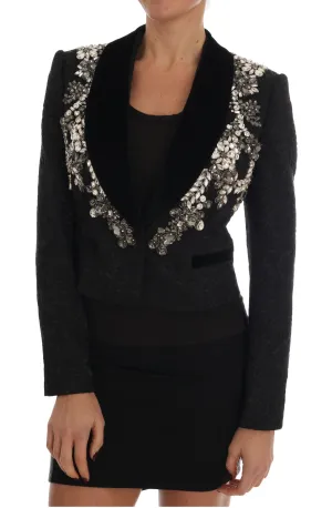 Black  Crystal Embellished Blazer Jacket