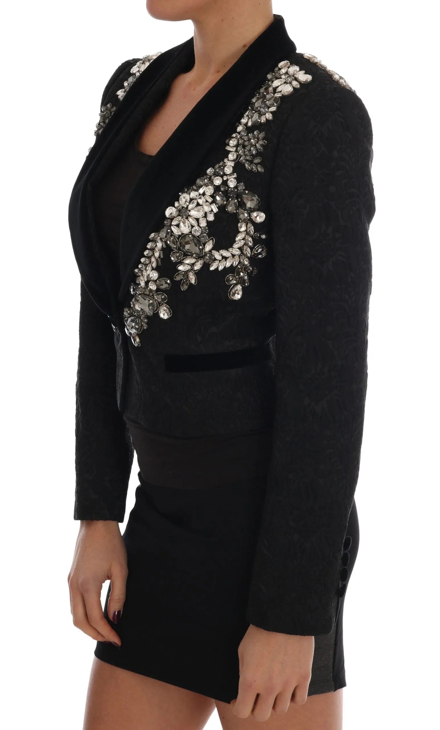 Black  Crystal Embellished Blazer Jacket