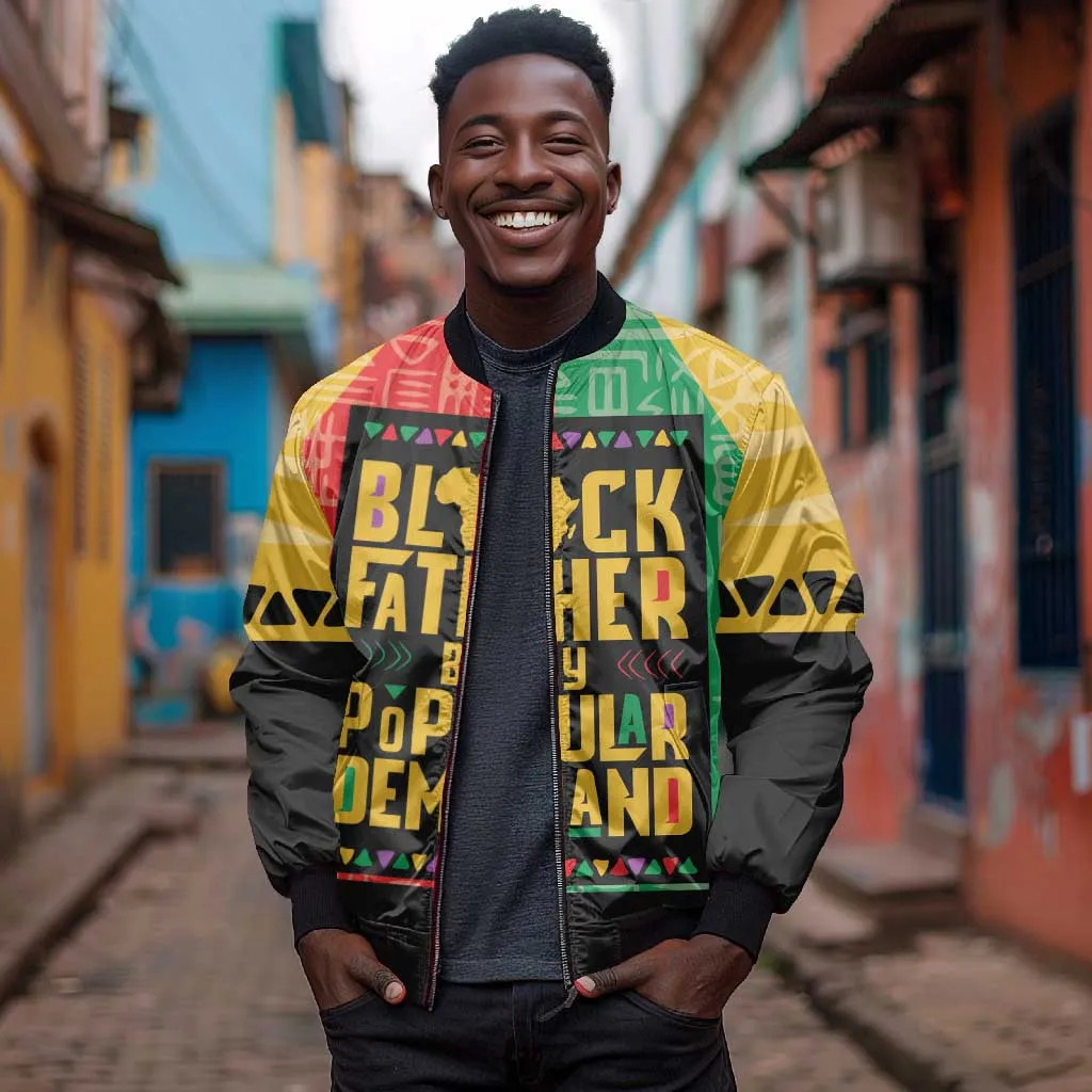 Black Father By Popular Demand Sleeve Zip Bomber Jacket African Art DT03