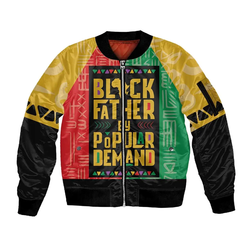 Black Father By Popular Demand Sleeve Zip Bomber Jacket African Art DT03