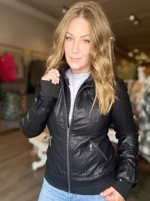 Black Hooded Bomber Jacket