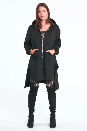 Black Velvet Fused Hooded Jacket