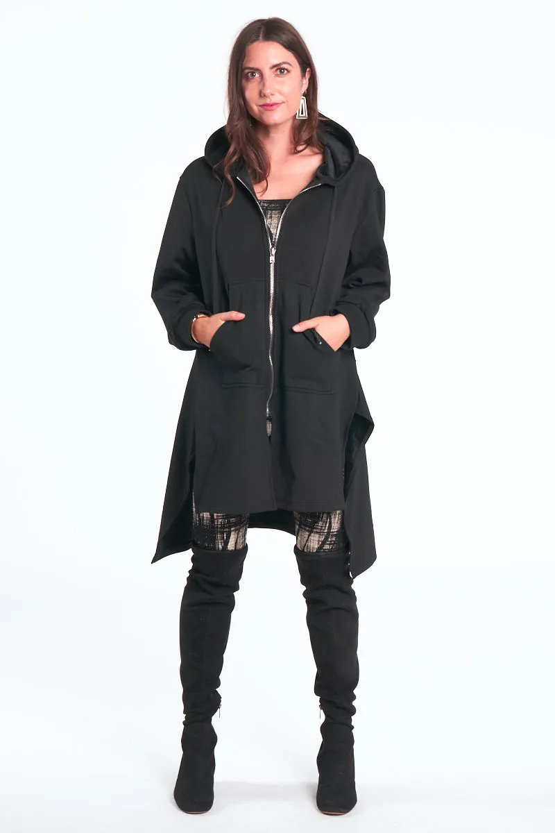 Black Velvet Fused Hooded Jacket
