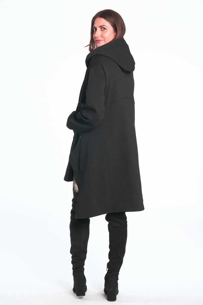 Black Velvet Fused Hooded Jacket