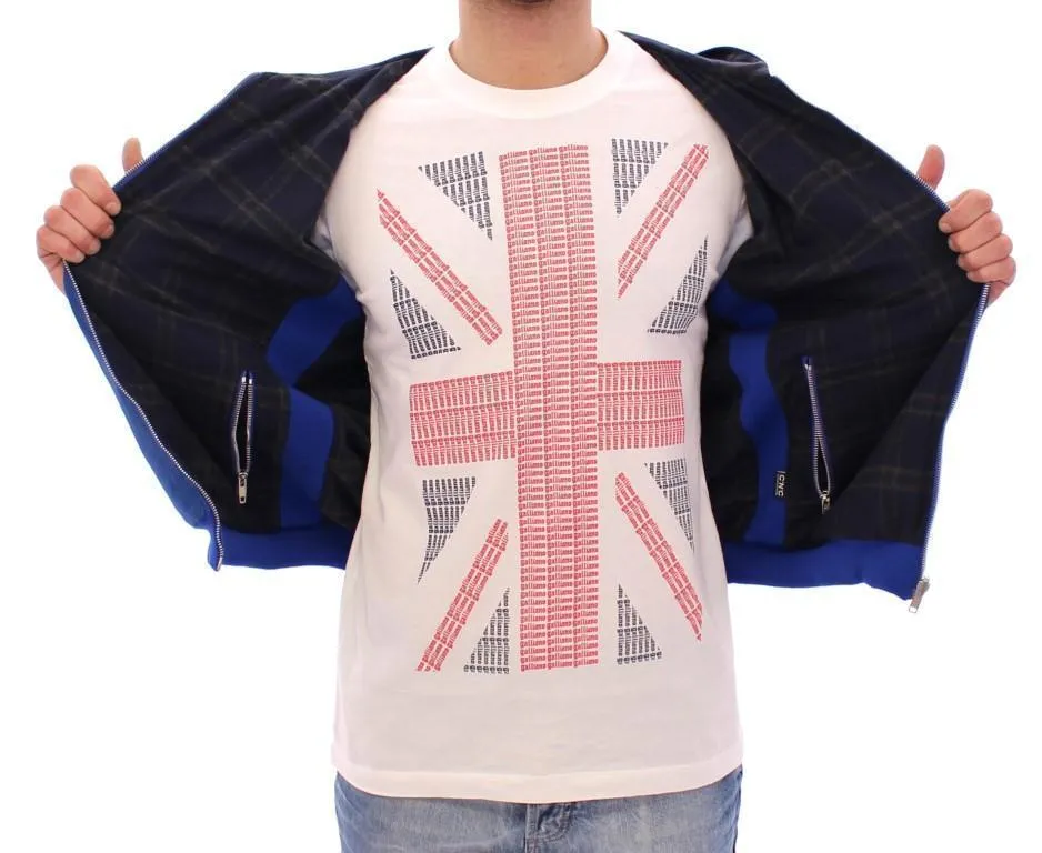 Blue hooded reversible jacket
