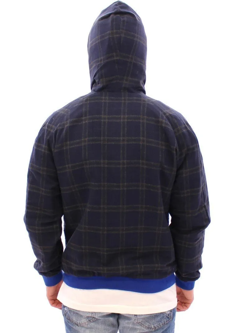Blue hooded reversible jacket