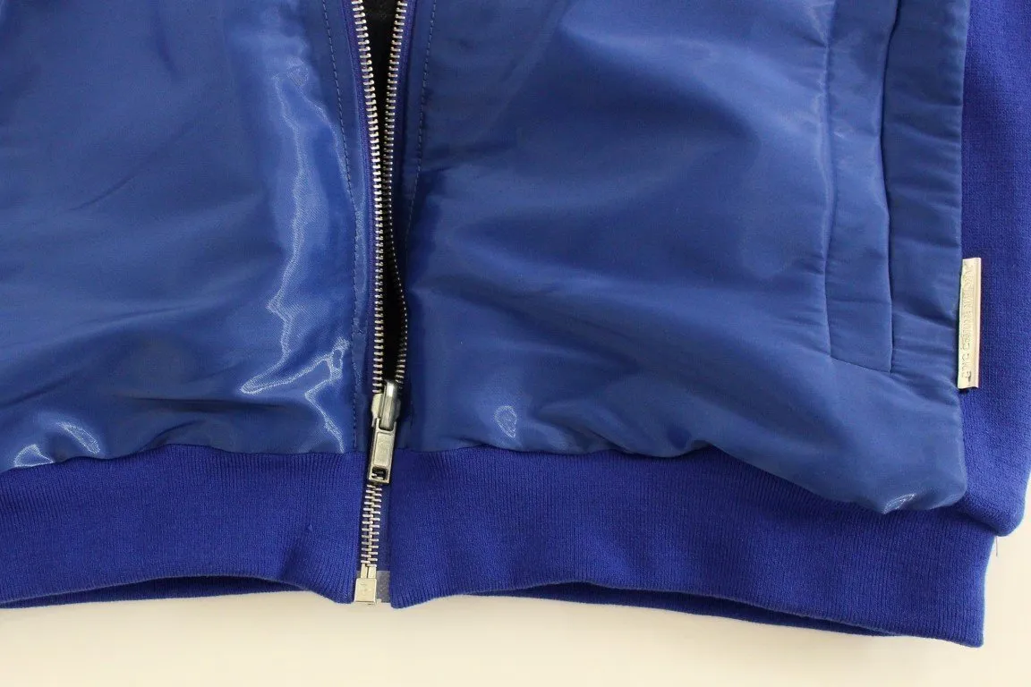 Blue hooded reversible jacket