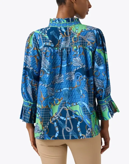 Blue Multi Print Tunic Top