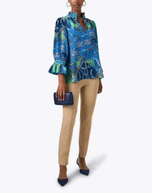 Blue Multi Print Tunic Top