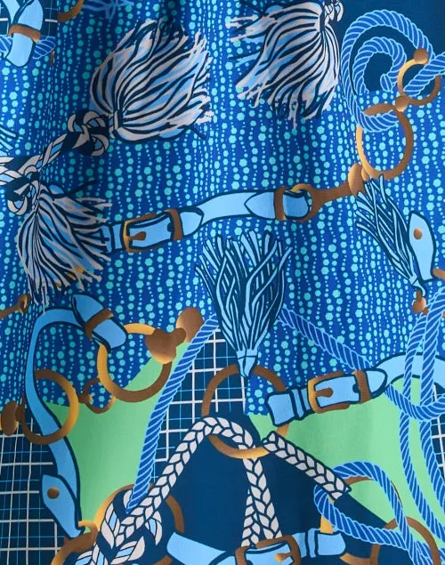 Blue Multi Print Tunic Top