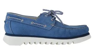 Blue White Leather Casual Loafers