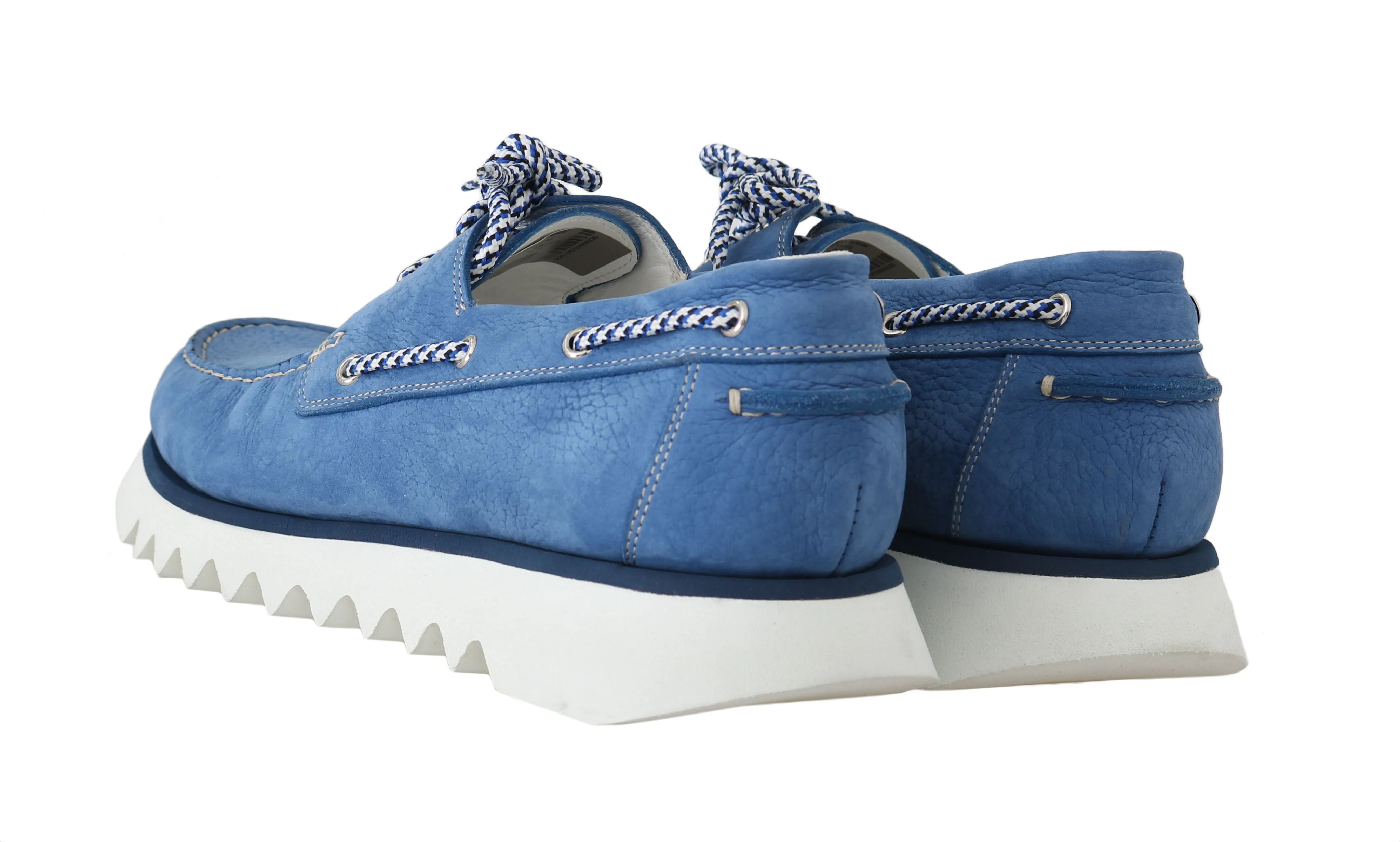 Blue White Leather Casual Loafers