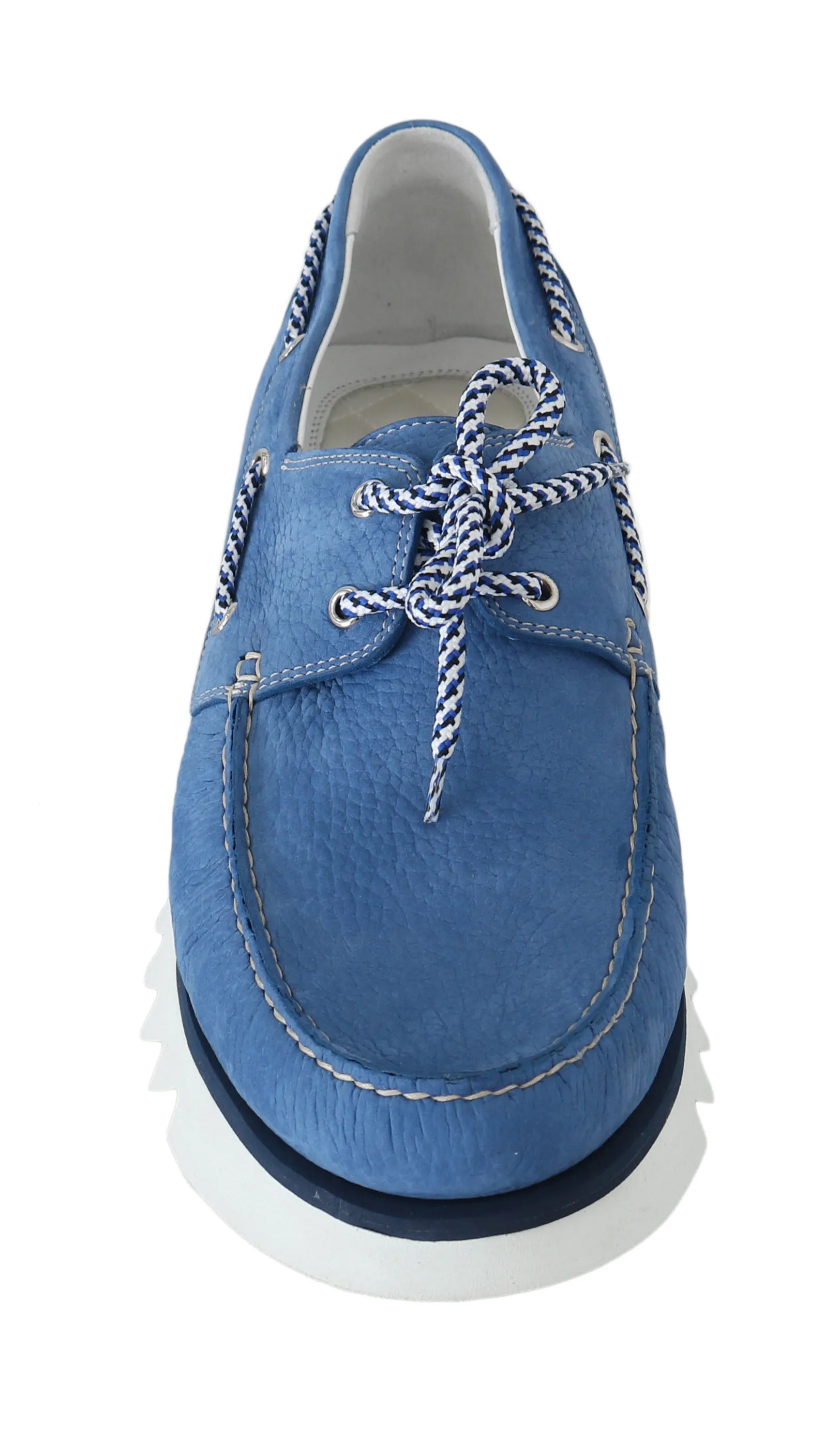 Blue White Leather Casual Loafers