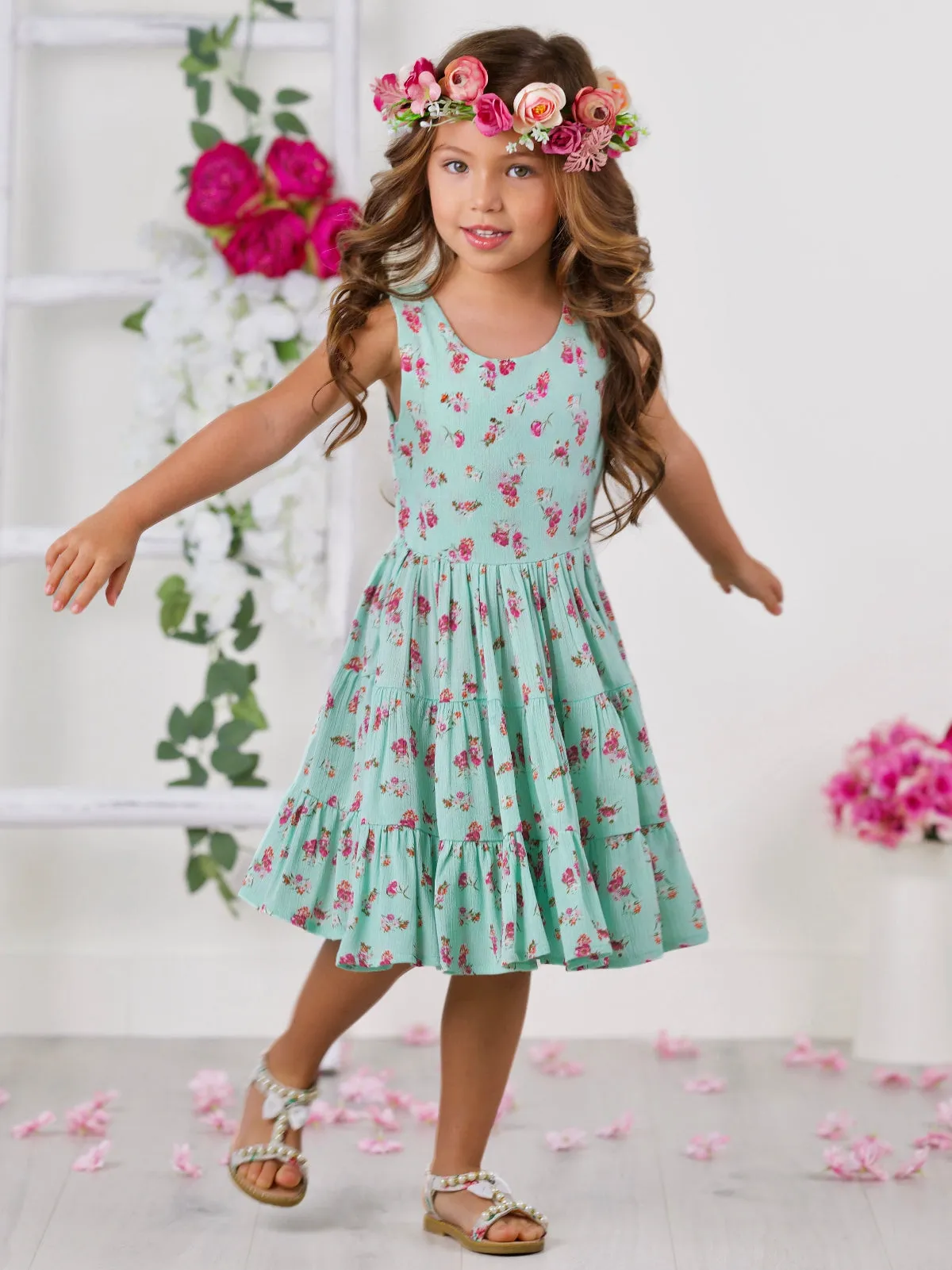 Boho Mint Floral Casual Spring Dress