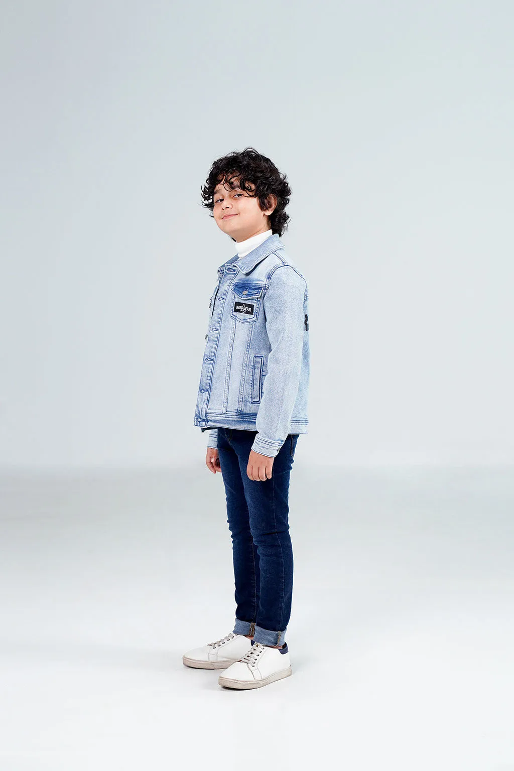 Boys Denim Trucker Jacket Acid Random Light Blue