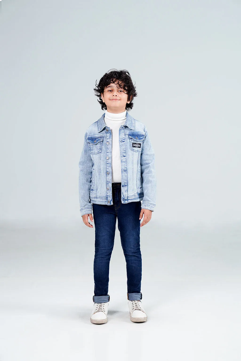Boys Denim Trucker Jacket Acid Random Light Blue