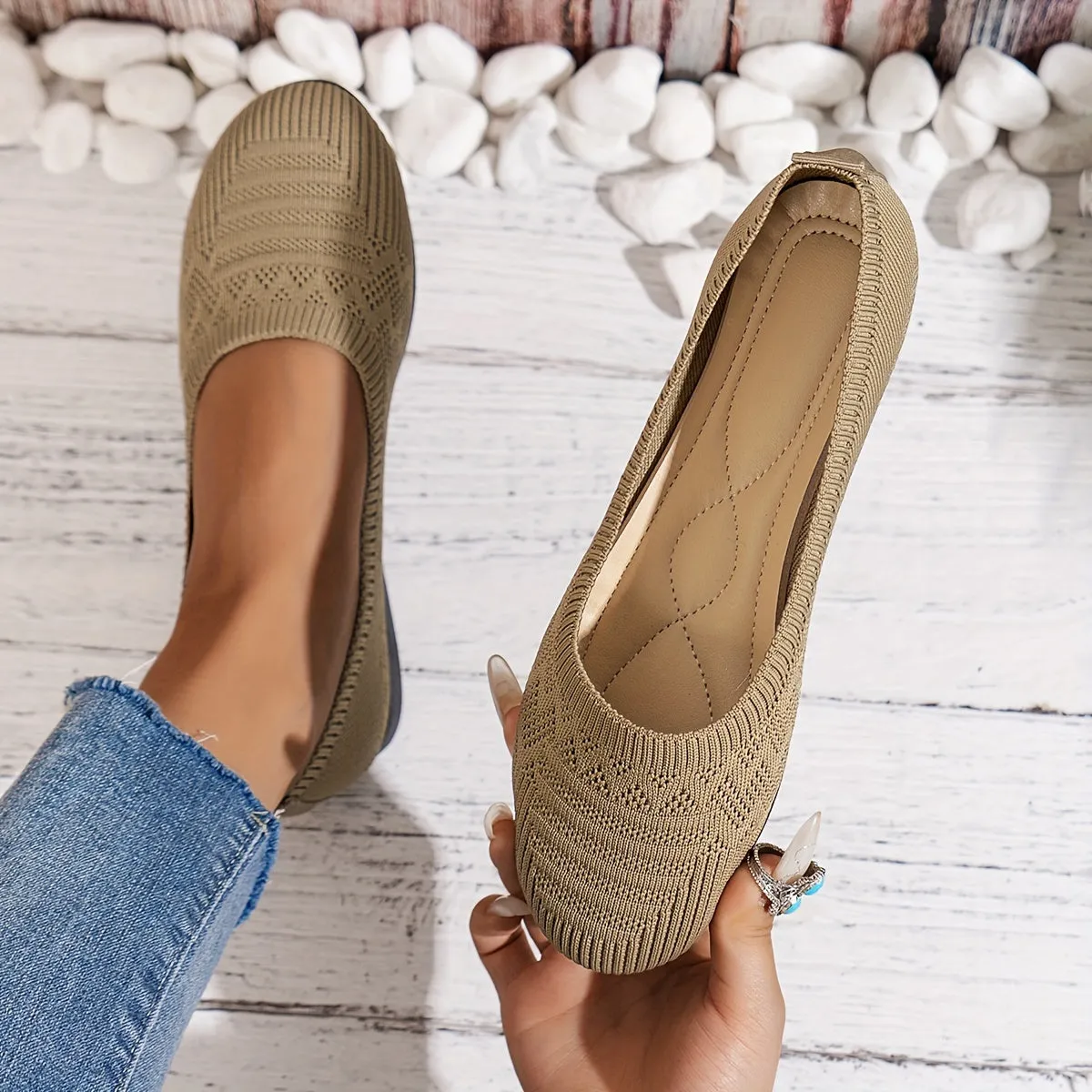 Breathable Knit Ballet Flats