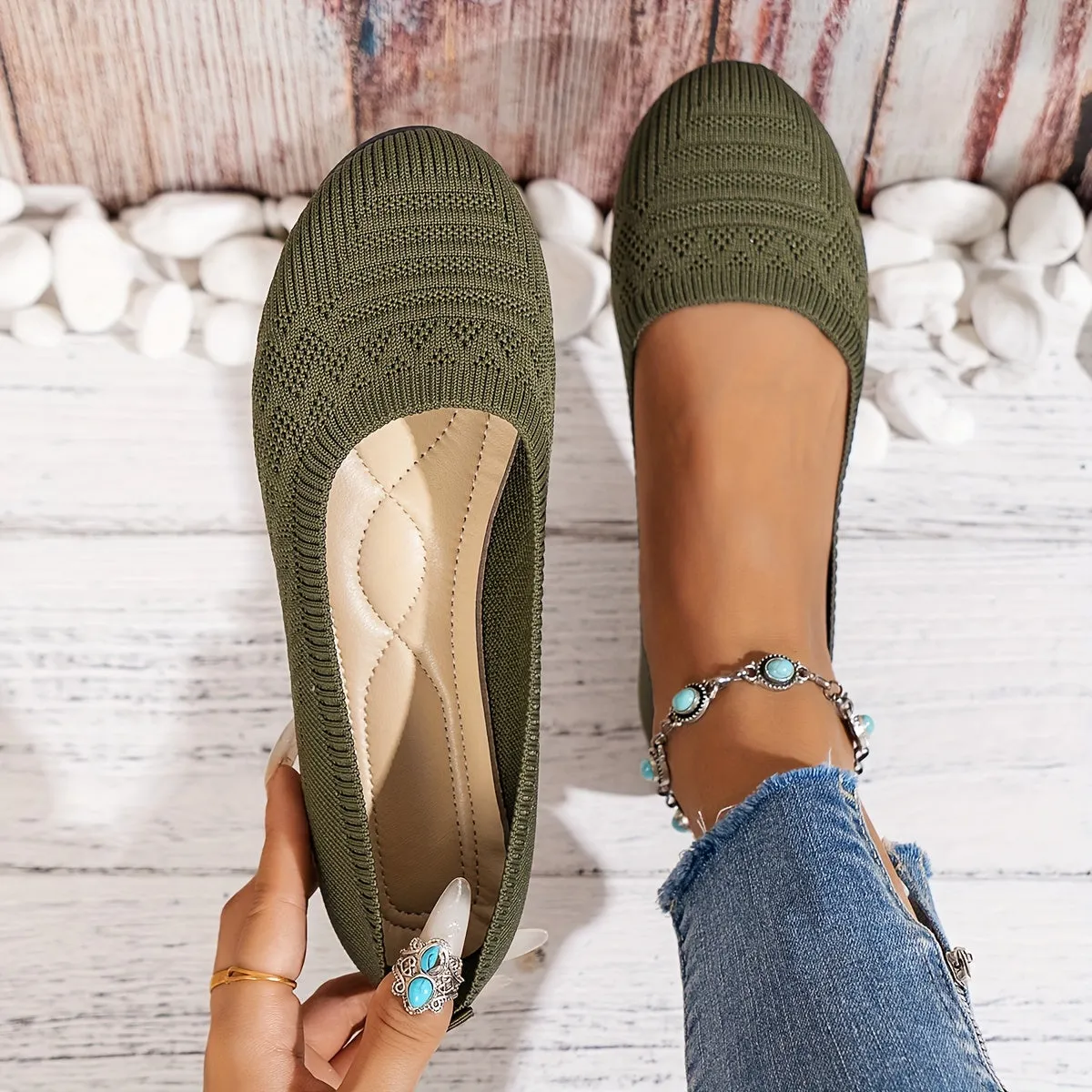 Breathable Knit Ballet Flats