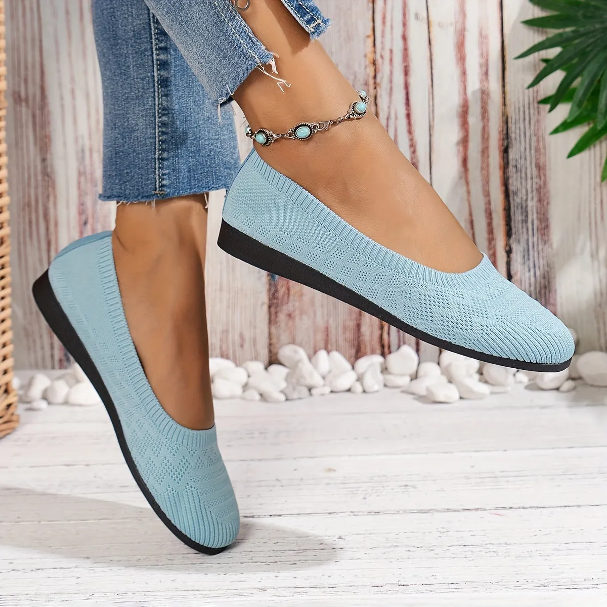 Breathable Knit Ballet Flats