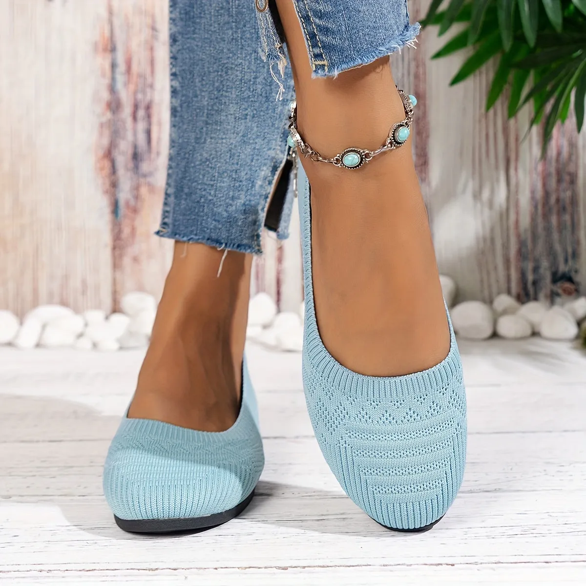 Breathable Knit Ballet Flats