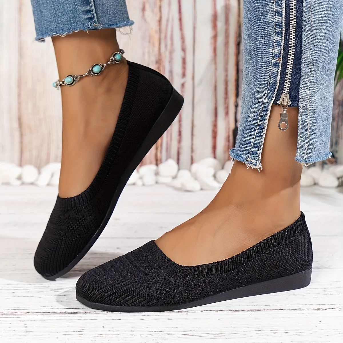 Breathable Knit Ballet Flats