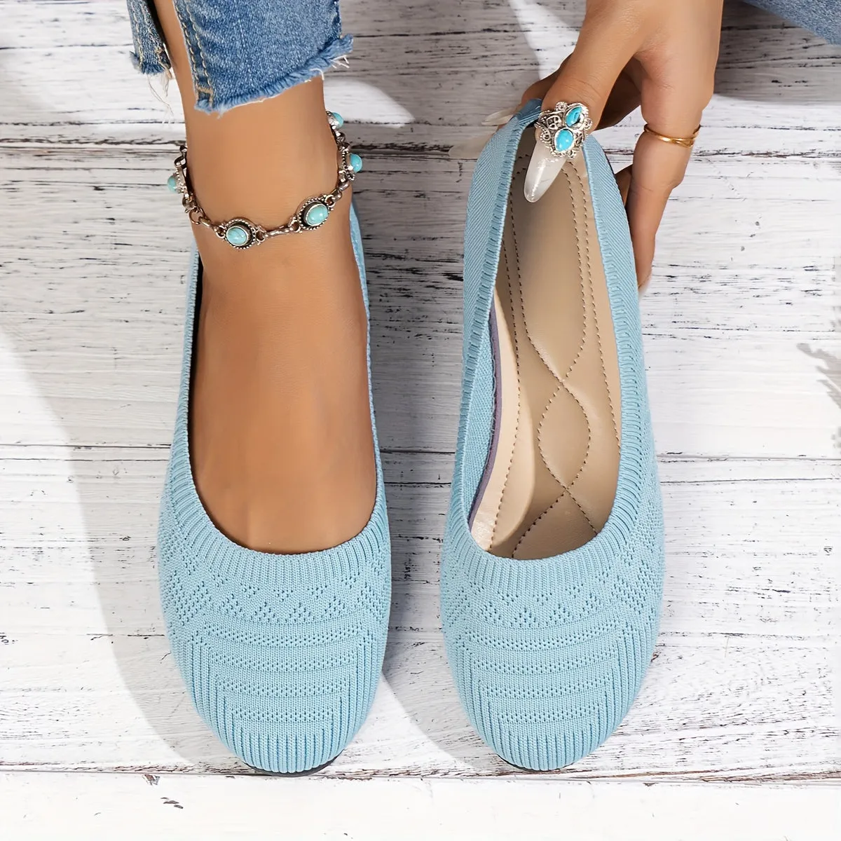 Breathable Knit Ballet Flats